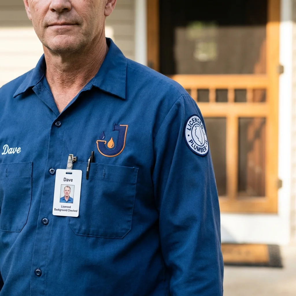 Licensed plumber showing ID badge in Georgiana, AL