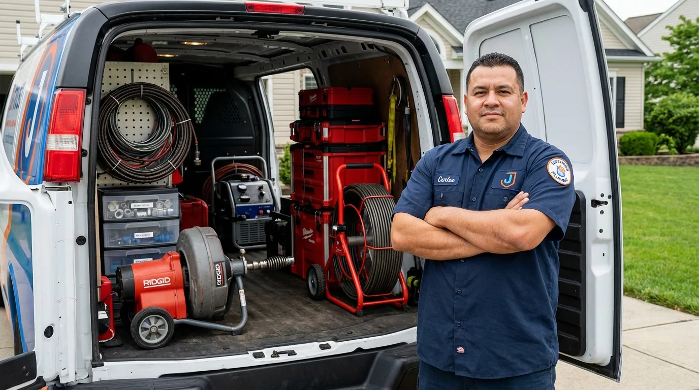 Professional drain cleaning equipment and Johns Plumbing LLC plumber in Georgiana