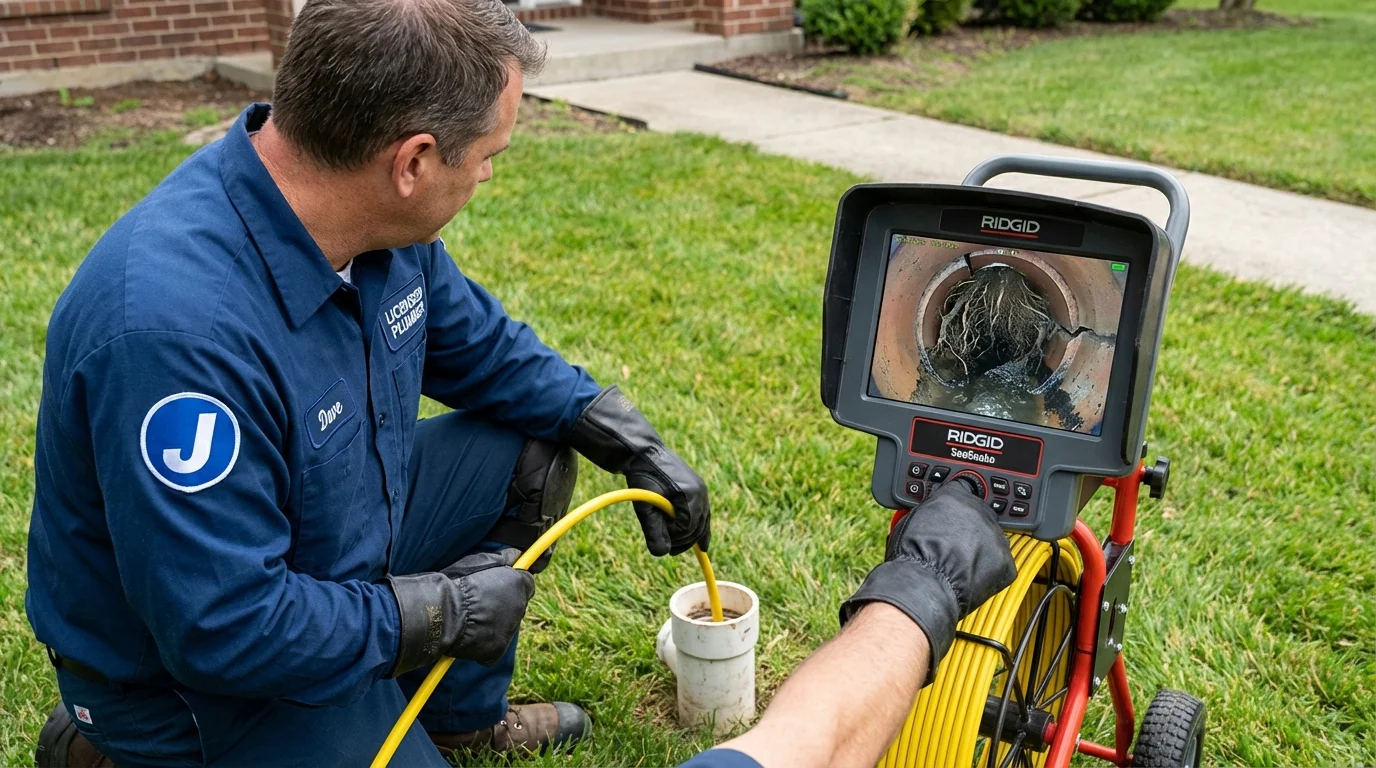 Sewer camera inspection being performed by Johns Plumbing LLC in Georgiana