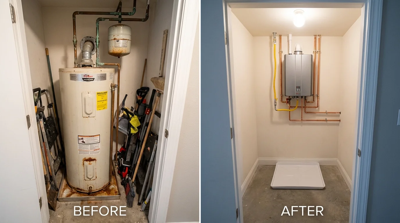 Tank water heater versus wall-mounted tankless unit comparison for Georgiana, AL homeowners