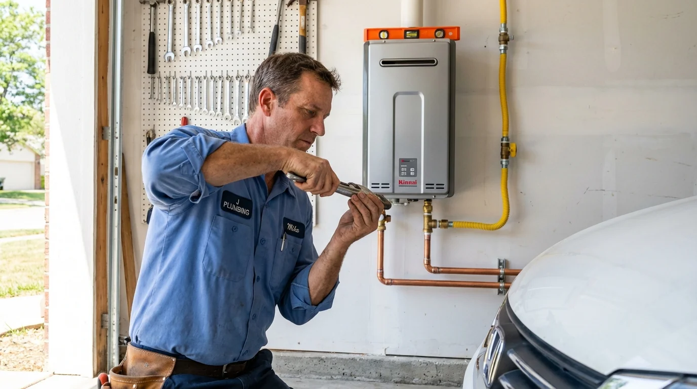 Tankless water heater installation by a Johns Plumbing LLC plumber in Georgiana